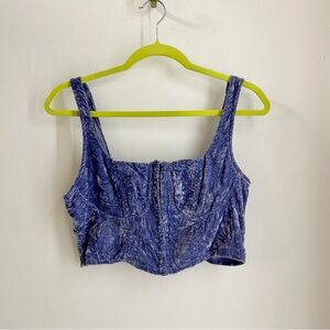 Lavender/Periwinkle Velvet Women's Crop Corset Top